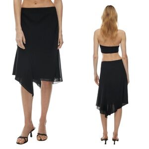 Aritzia Wilfred Glasshill Skirt Size Small Black | Asymmetrical Midi Skirt